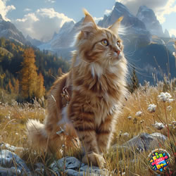  Maine Coon being taken for a walk