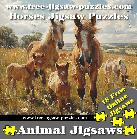 Jigsaw Puzzles of Horses - 18 jigsaws in game